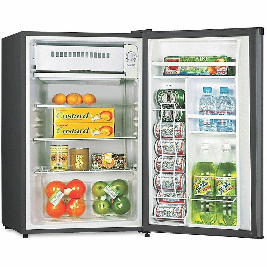 Lorell Compact Refrigerator - 3.20 ft³ - Manual Defrost - Manual Defrost - Reversible - 3.20 ft³ Net Refrigerator Capacity - Black - Steel, Fiberglass, Plastic 