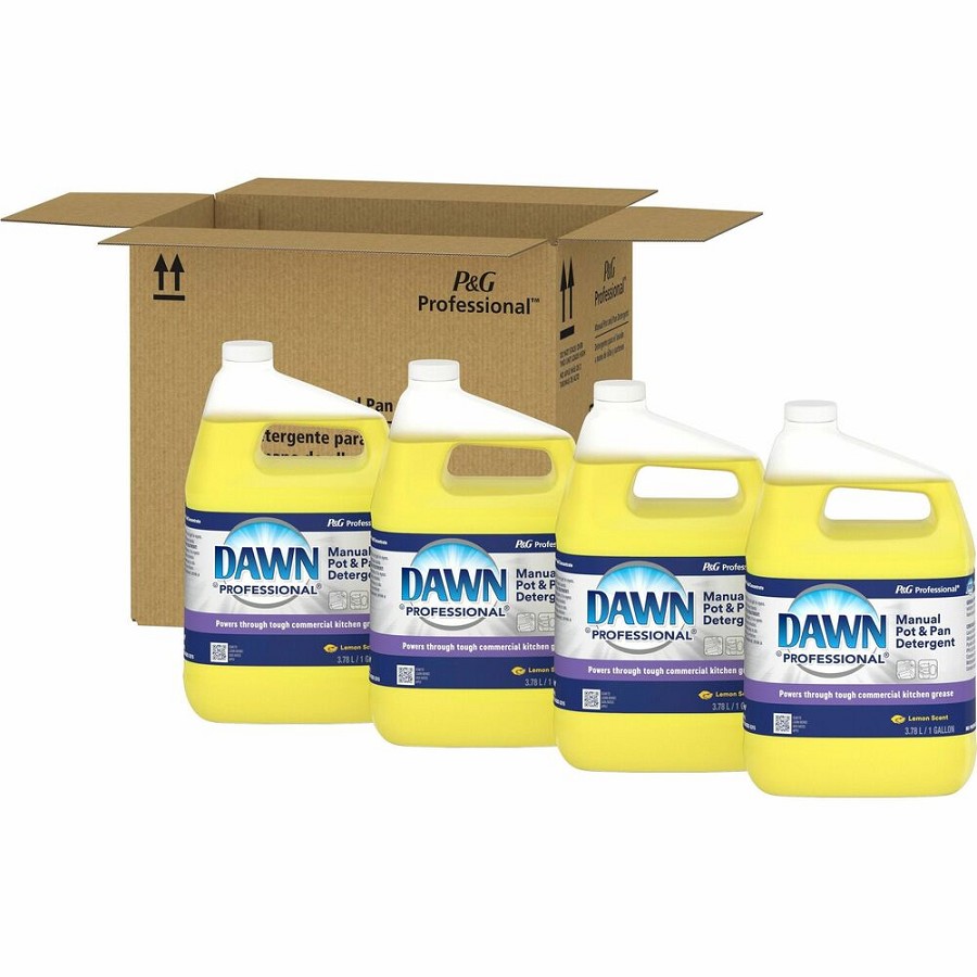 Dawn Manual Pot/Pan Detergent - 128 fl oz (4 quart) - Lemon Scent - Long Lasting - Clear - 4 / Carton 