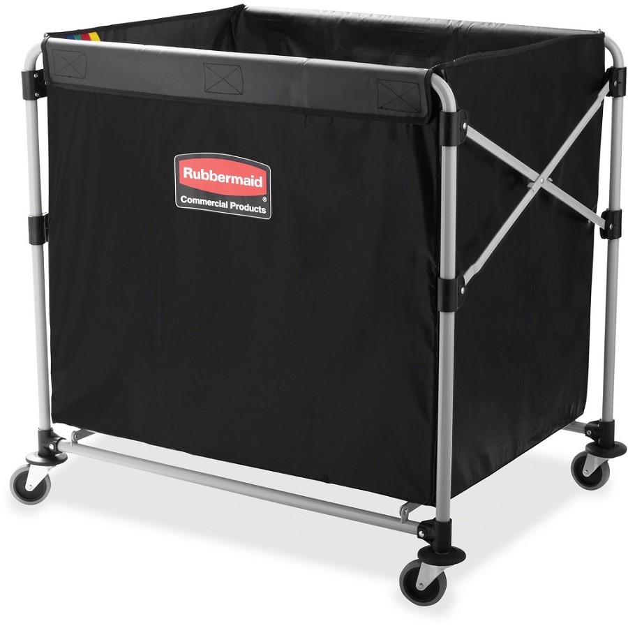 Rubbermaid Commercial 8-Bushel Collapsible X-Cart - 220 lb Load Capacity - 35.70' Length x 24.10' Width x 34.60' Height - Stainless Steel Frame - Black - 1 Each 