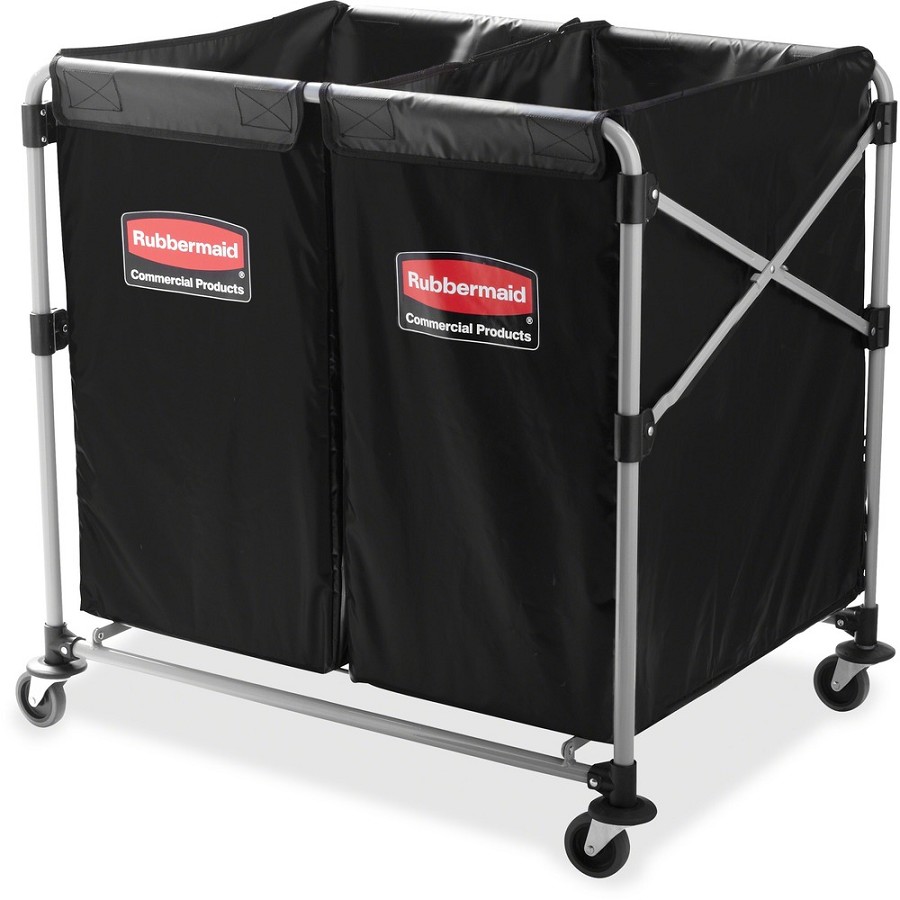 Rubbermaid Commercial Collapsible X-Cart - 220 lb Load Capacity - 35.70' Length x 24.10' Width x 34.60' Height - Stainless Steel Frame - Black - 1 Each 