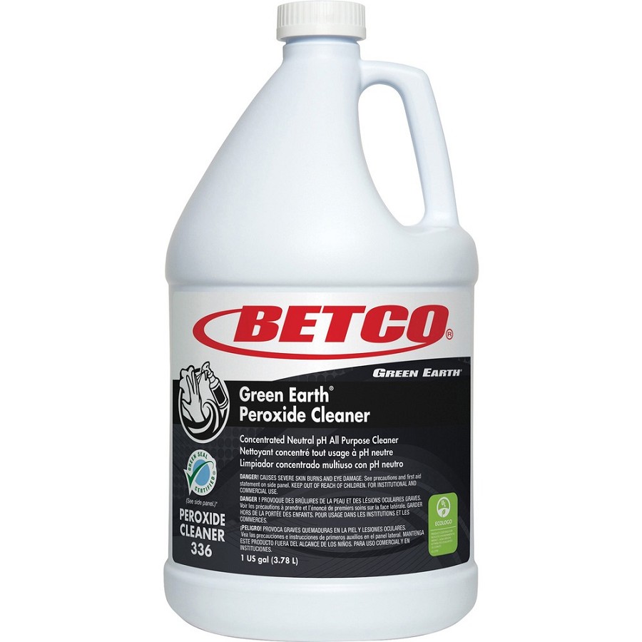 Betco Green Earth Peroxide Cleaner - For Floor, Shower, Glass, Bathroom, Tile - Concentrate - 128 fl oz (4 quart) - Citrus, Fresh Mint Scent - Recommended For: Stain Remover, Mineral Deposit Remover, Hard Water Remover, Soap Scum Remover, Grout Remover - 