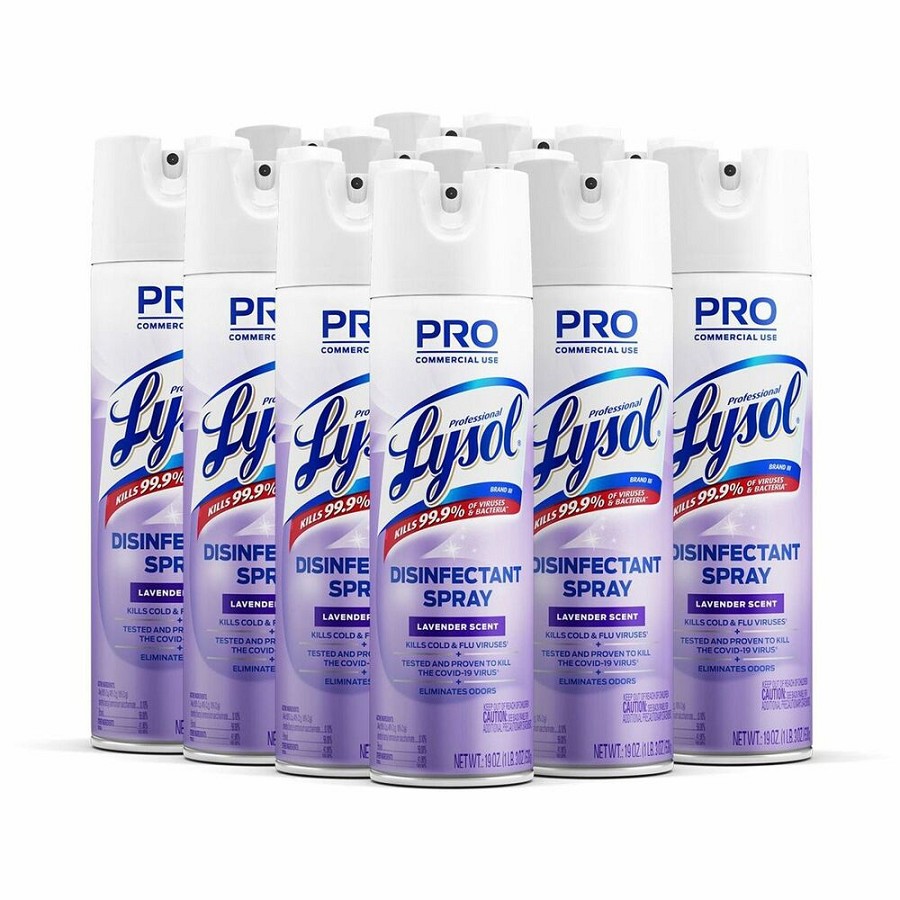 Professional Lysol Lavender Disinfectant Spray - For Multipurpose - Spray - 19 oz (1.19 lb) - Lavender Scent - Recommended For: Germs Remover, Mildew Remover, Mold Remover - Disinfectant - Clear - 12 / Carton 
