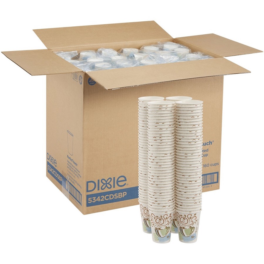 Dixie PerfecTouch 12 oz Insulated Paper Hot Coffee Cups by GP Pro - 12 fl oz - Assorted - Paper - Coffee, Hot Drink - 160/Pack - 6 / Carton 