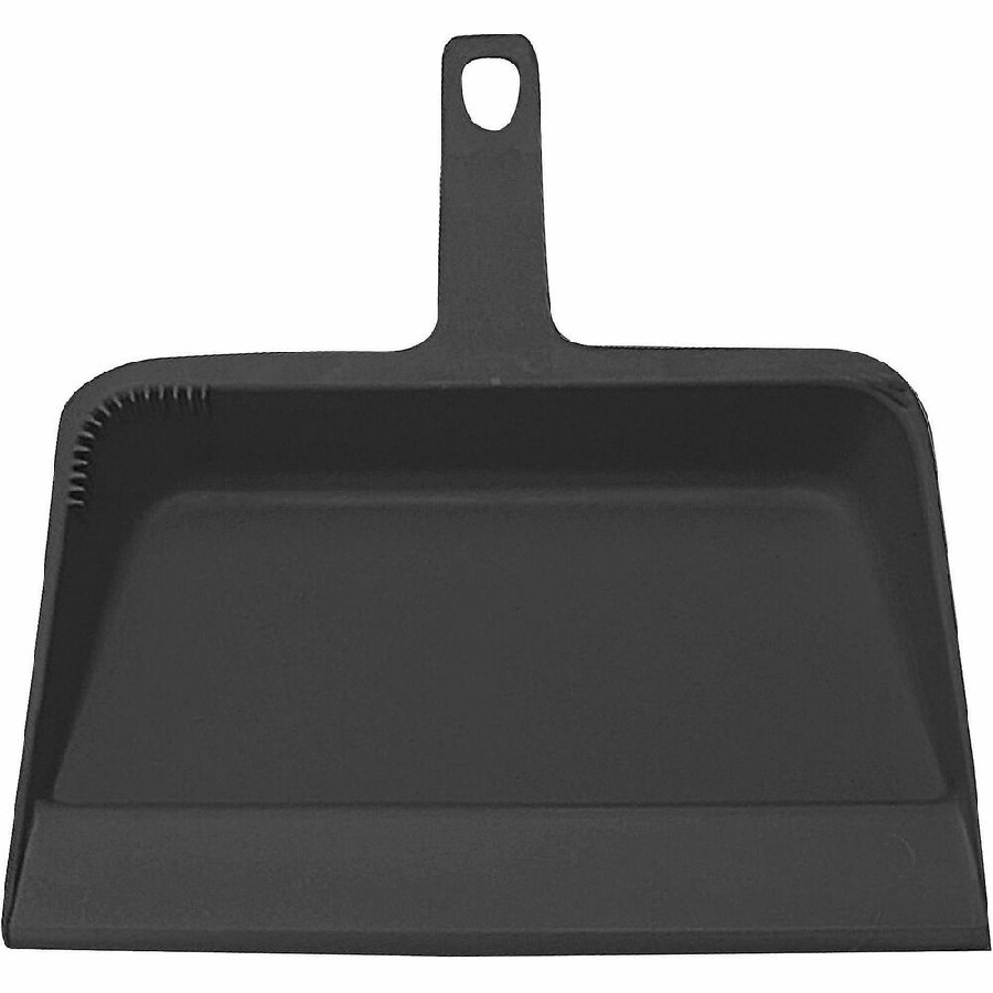 Genuine Joe Heavy-duty Plastic Dust Pan - 12' Wide - Plastic - Black - 12 / Carton 