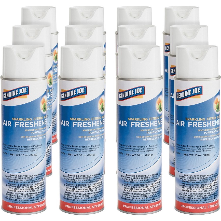 Genuine Joe Sparkling Citrus Air Freshener - Spray - 10 oz - Sparkling Citrus - 12 / Carton 