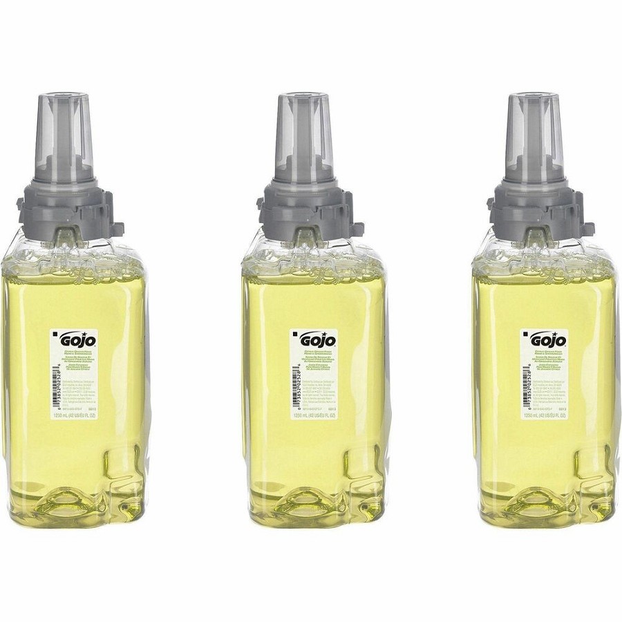 Gojo ADX-12 GingerCitrus Handwash Refill - Ginger Citrus Scent - 1.32 quart - Pump Bottle Dispenser - Kill Germs - Hand, Skin, Hair - Moisturizing - Green - Bio-based - 3 / Carton 