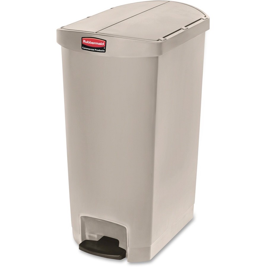 Rubbermaid Commercial Slim Jim 18G End Step Container - 18 gal Capacity - 30.8' Height x 14.7' Width - Resin, Poly, Plastic - Beige - 1 Each 