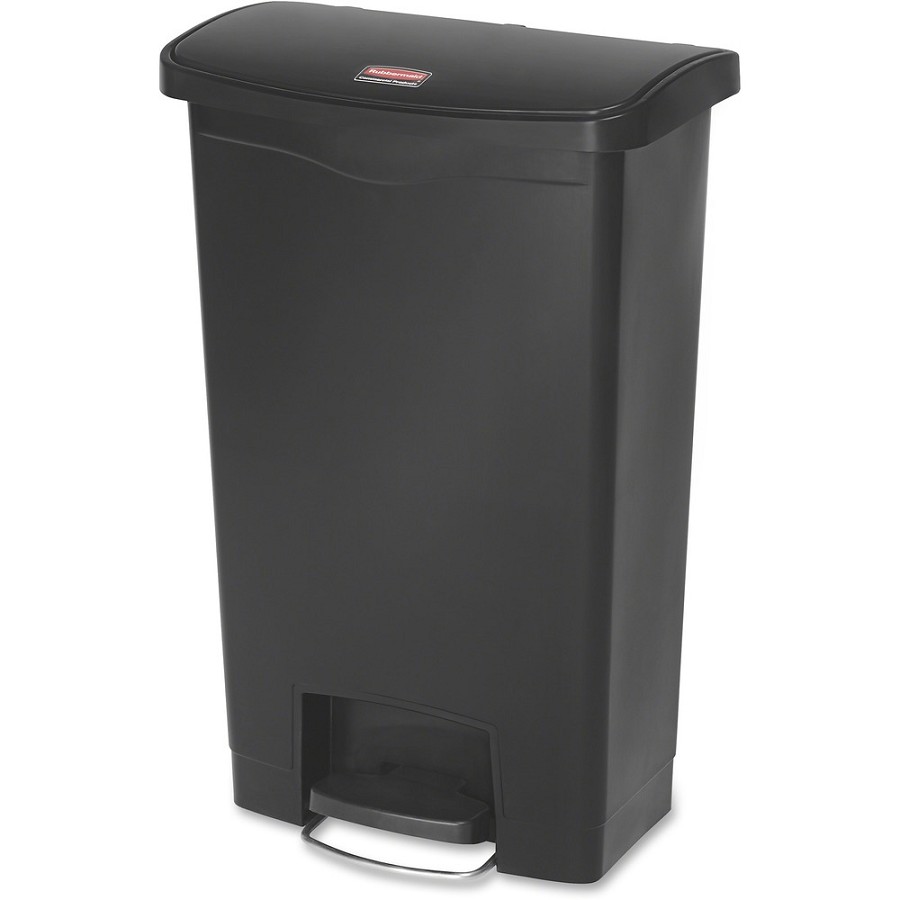 Rubbermaid Commercial Slim Jim Black 13G Front Step Can - 13 gal Capacity - 28.3' Height x 11.5' Width - Resin, Plastic, Poly - Black - 1 Each 