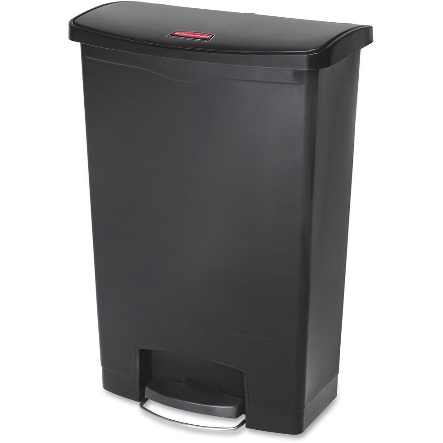 Rubbermaid Commercial Slim Jim Black 24G Front Step Can - 24 gal Capacity - 32.5' Height x 13.9' Width - Resin, Poly, Plastic - Black - 1 Each 