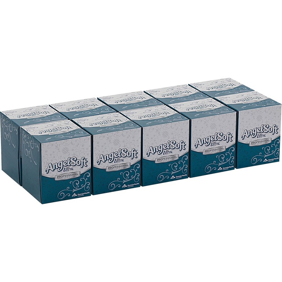 Angel Soft Ultra Professional Series Cube Box Facial Tissue - 2 Ply - 7.60' Width x 8.50' Length - White - 96/Box - 10 / Carton 