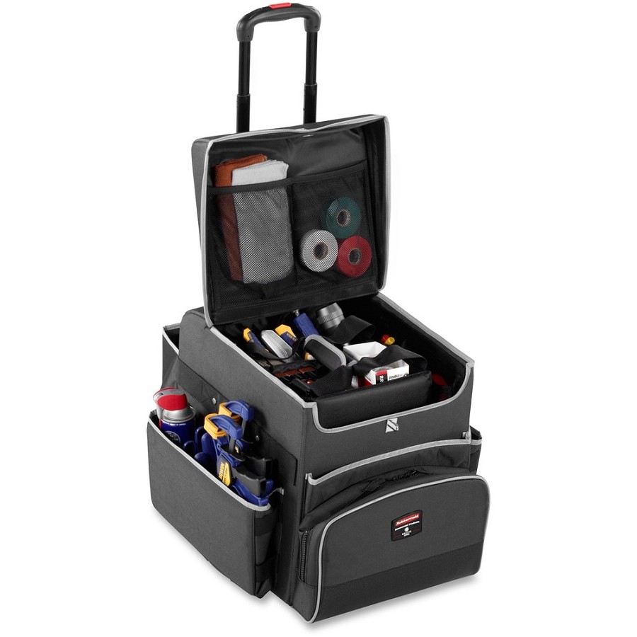 Rubbermaid Commercial Small Executive Quick Cart - Telescopic Handle - 30 lb Load Capacity - Aluminum, Polyester, Teflon, Polypropylene - 16.50' Length x 14.30' Width x 17' Height - Dark Gray - 1 Each 