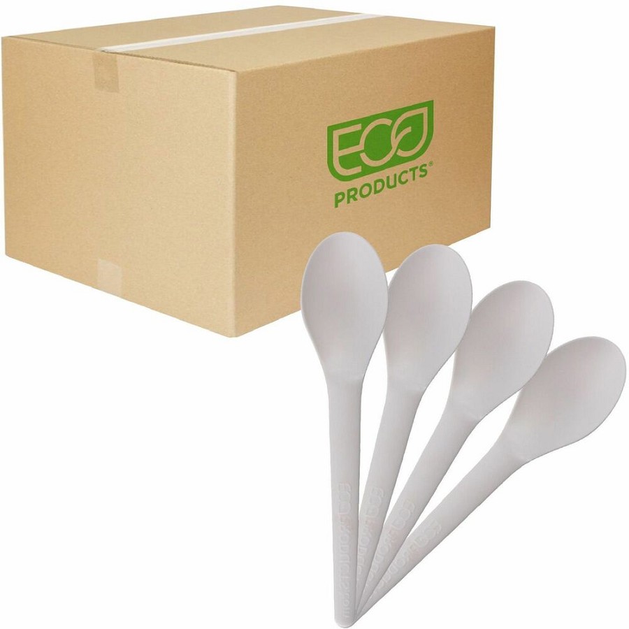 Eco-Products 6' Plantware High-heat Spoons - 1 Piece(s) - Spoon - 1 x Spoon - Disposable - Pearl White - 50/Pack - 20 / Carton 