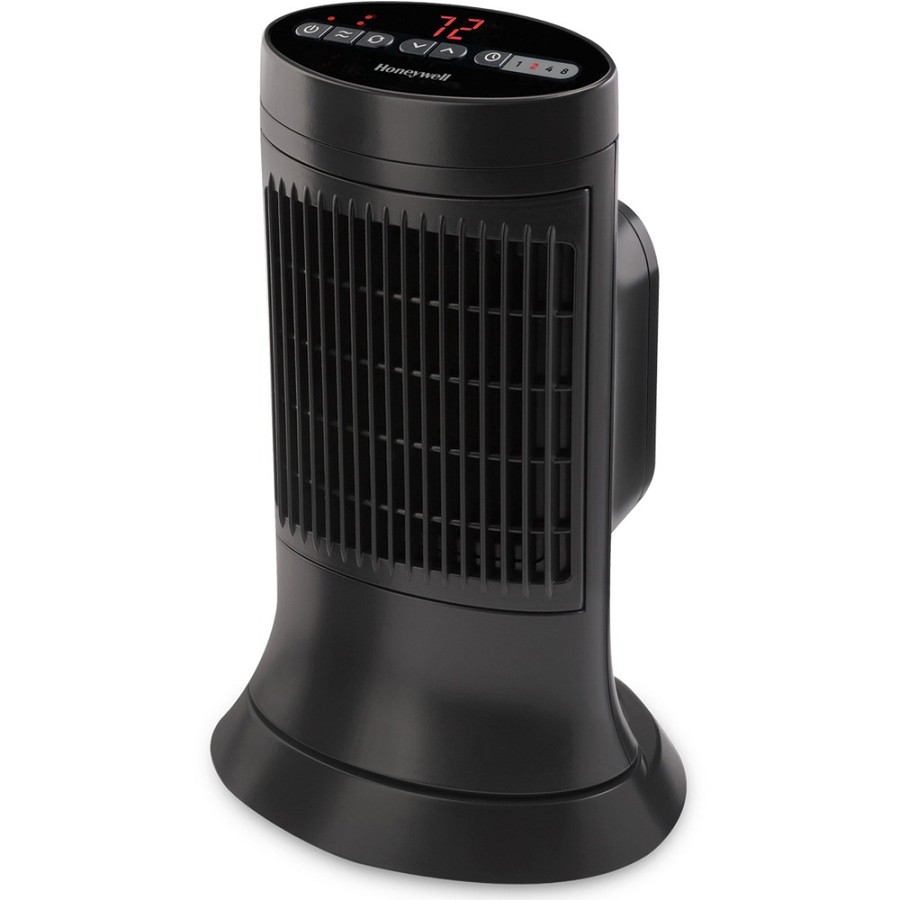 Honeywell Digital Ceramic Compact Heater - Ceramic - Electric - 750 W to 1500 W - 2 x Heat Settings - Timer - 1500 W - Oscillation - Tower - Black - 1 / Each 