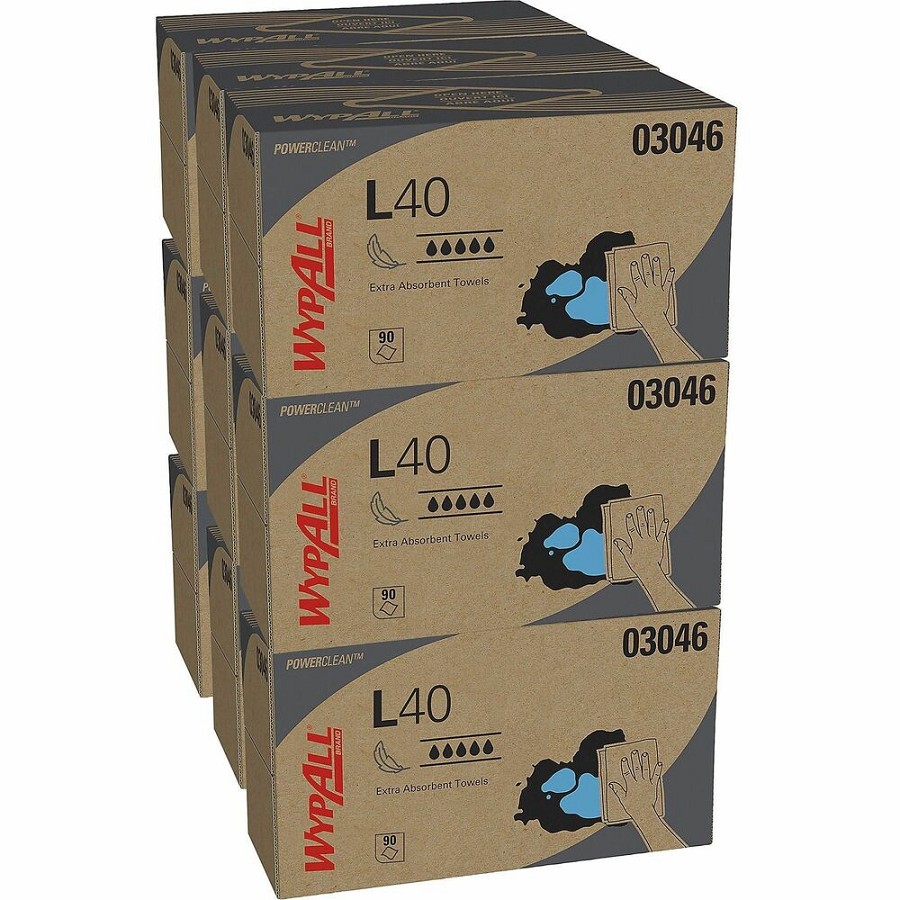 Wypall Power Clean L40 Extra Absorbent Towels - 10' Width x 10.80' Length - White - 90/Box - 1 Carton 