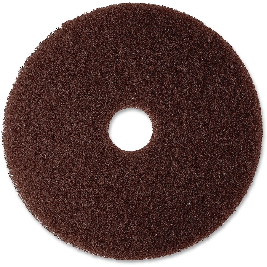3M Brown Stripper Pad 7100 - 20' Diameter - Fiber - Brown - 1 Carton 