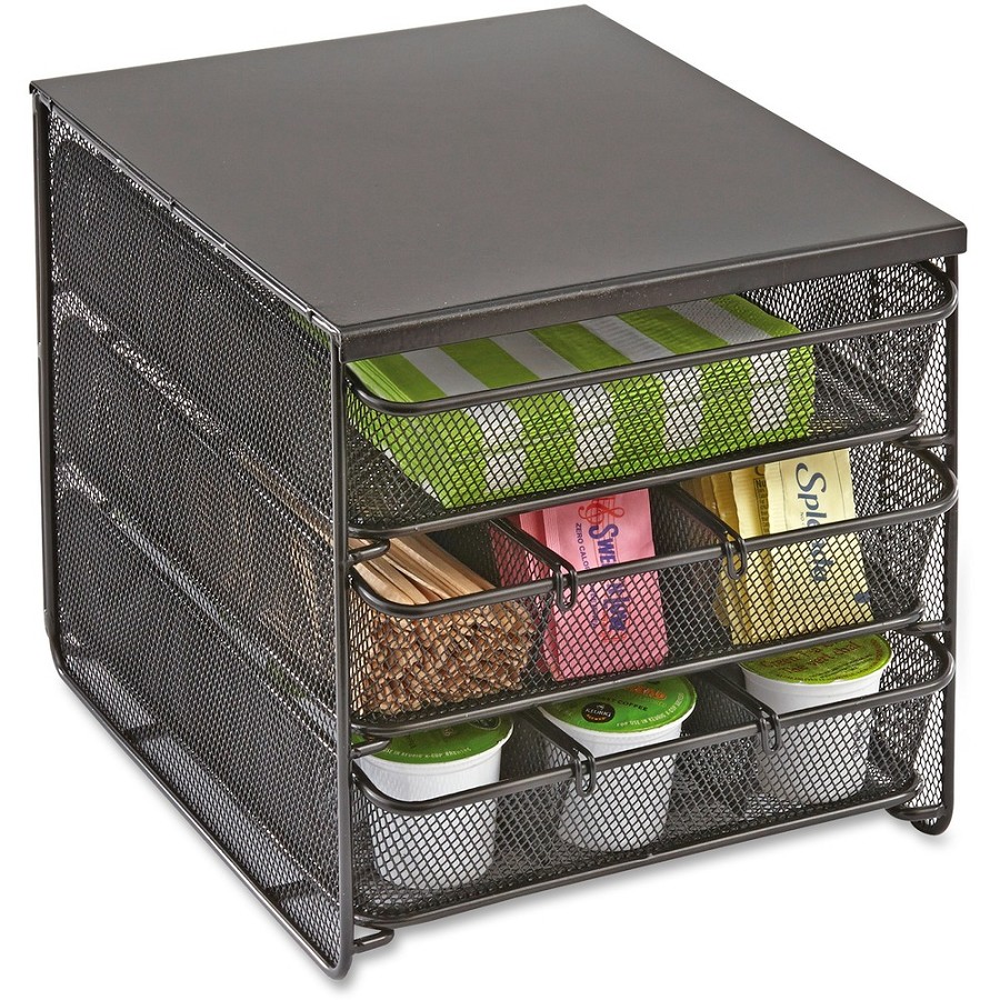 Safco Onyx Hospitality Organizer - 3 Drawer(s) - 3 Divider(s) - 3 Tier(s) - 8.25' Height x 11.50' Width x 8.25' Depth - Removable Divider, Sturdy - Powder Coated - Black - Steel - 1 Each 