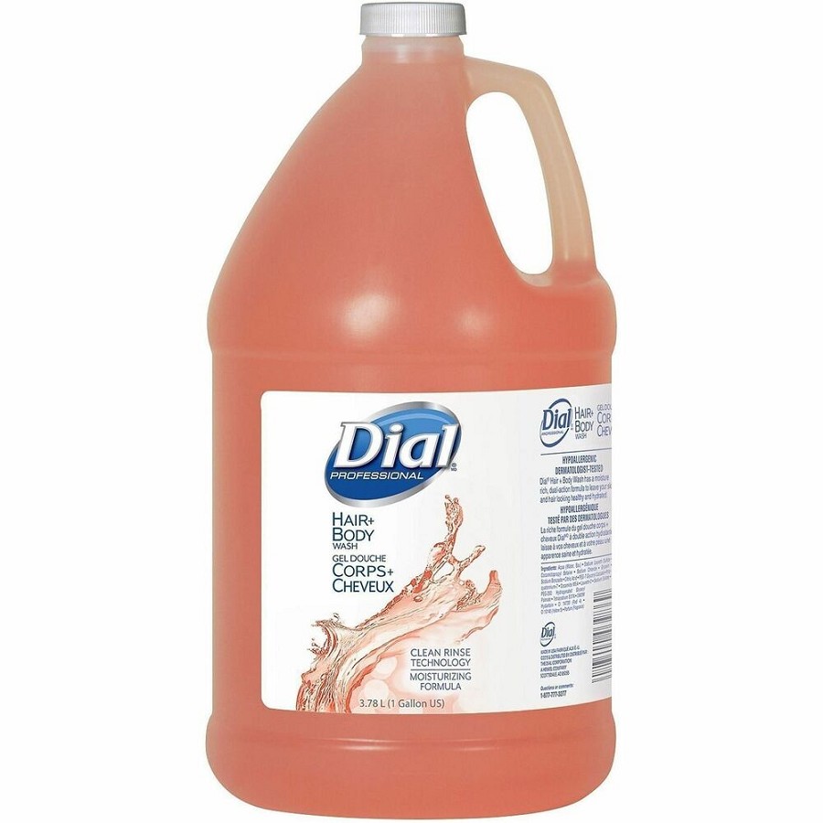 Dial Professional Hair + Body Wash - Peach Scent - 1 gal - Body, Hair, Skin - Peach - pH Balanced, Rich Lather - 4 / Carton 