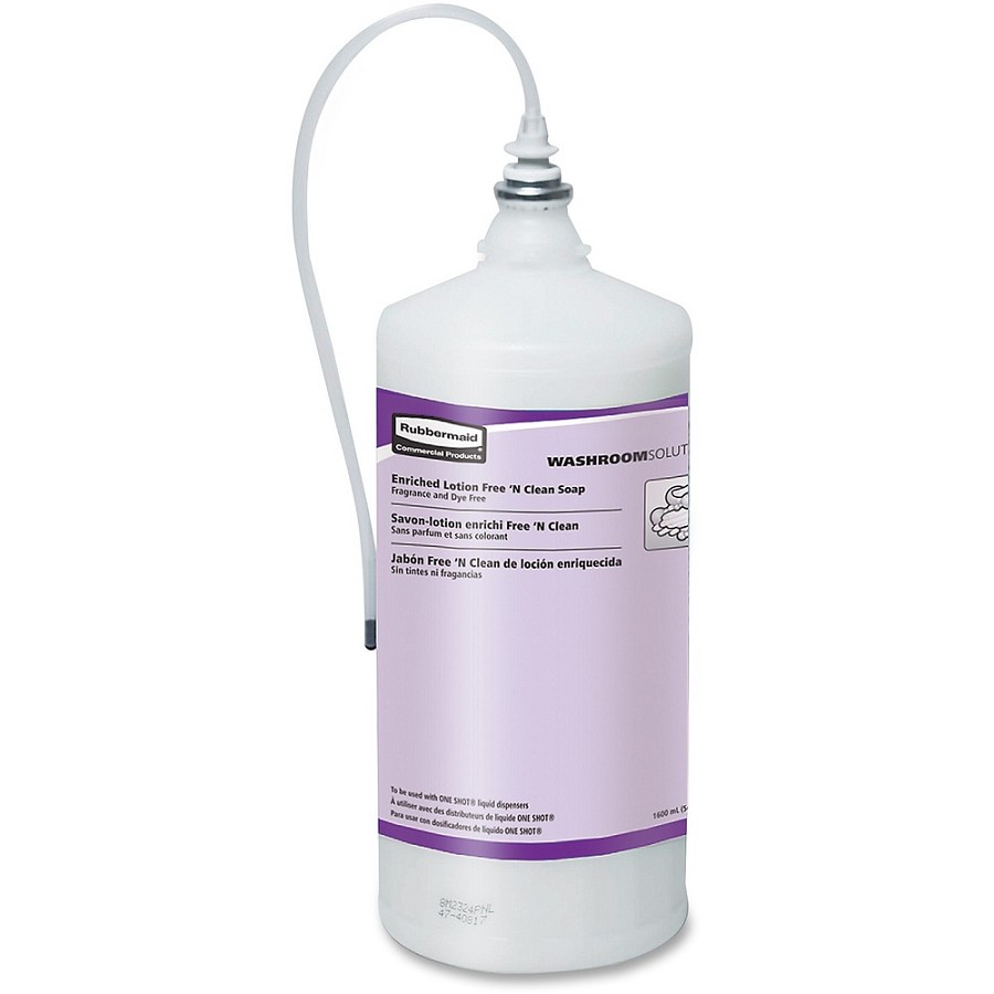 Rubbermaid Commercial One Shot Dispenser Lotion Soap Refill - 1.69 quart - Kill Germs - Skin, Hand - Fragrance-free, Dye-free, Disposable, Chemical Resistant - 4 / Carton 