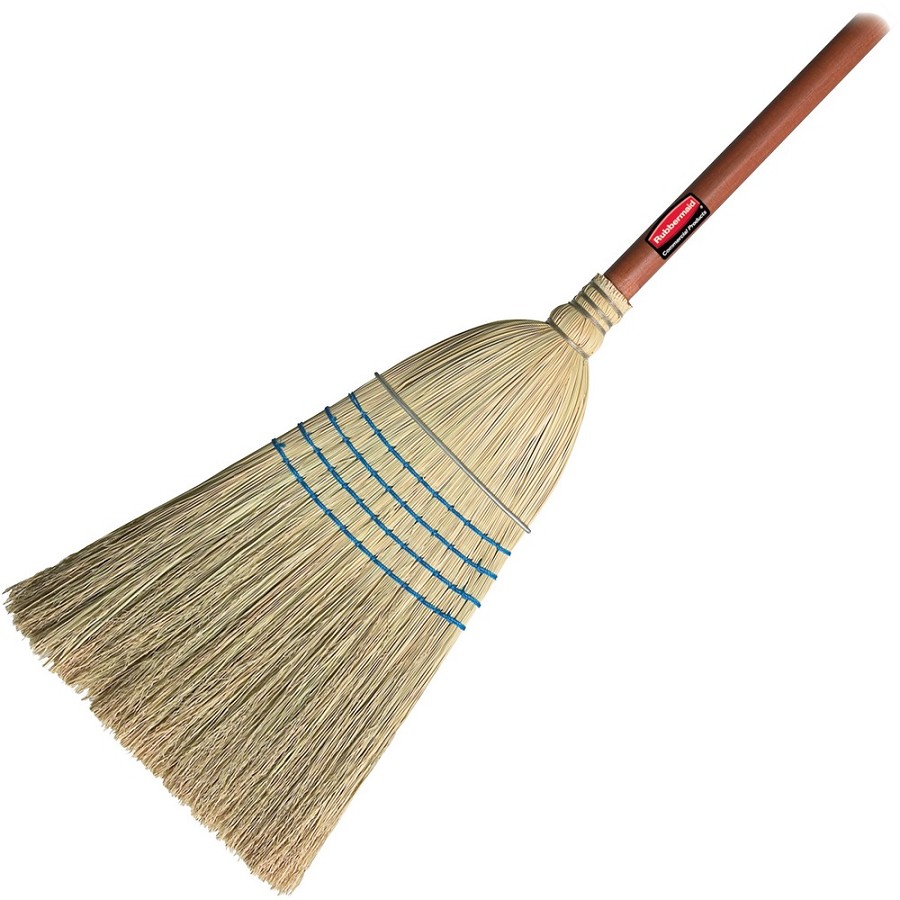 Rubbermaid Commercial Warehouse Corn Broom - 12' Brush Face - 1.13' Handle Diameter - Pine Handle - Blue - 1 Each 