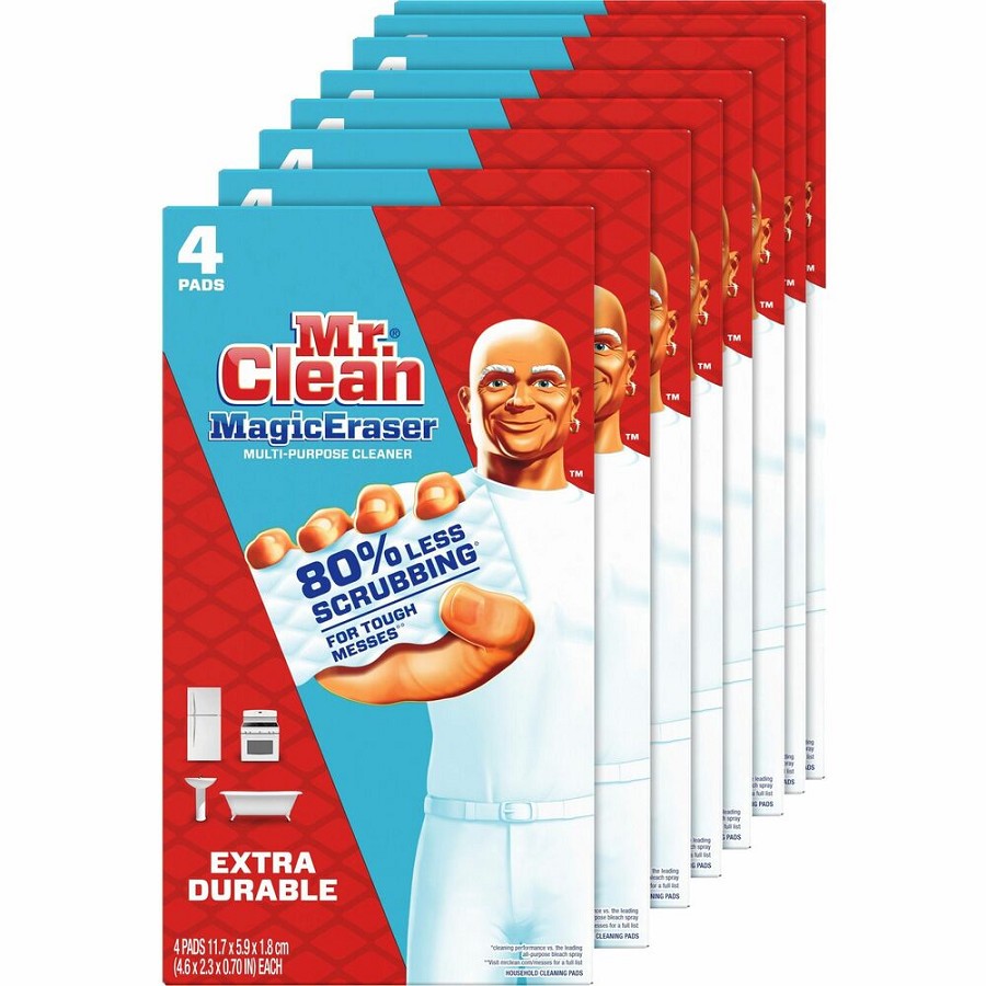 Mr. Clean Magic Eraser Extra Durable Pads - For Multipurpose - Recommended For: Dirt Remover, Grime Remover, Soil Remover - Heavy Duty - White - 4/Box - 8 / Carton 