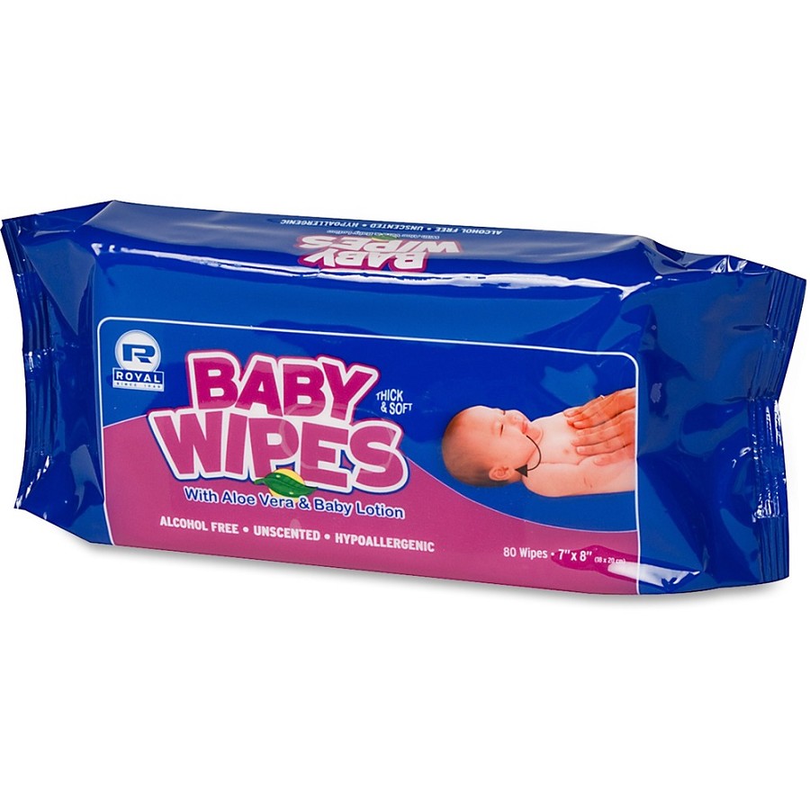 Royal Paper Products Baby Wipes Refill Pack - WhitePack - 80/Pack - 12 / Carton 