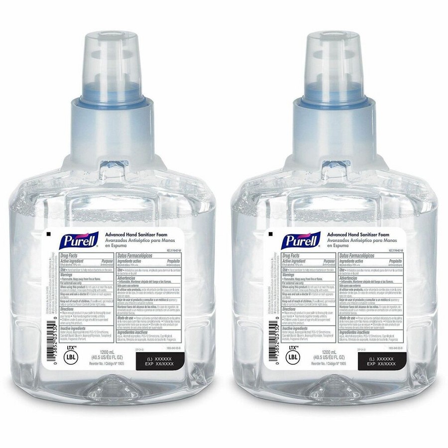 PURELL Hand Sanitizer Foam Refill - Clean Scent - 1.27 quart - Kill Germs - Hand, Skin - Clear - Chemical-free - 2 / Carton 