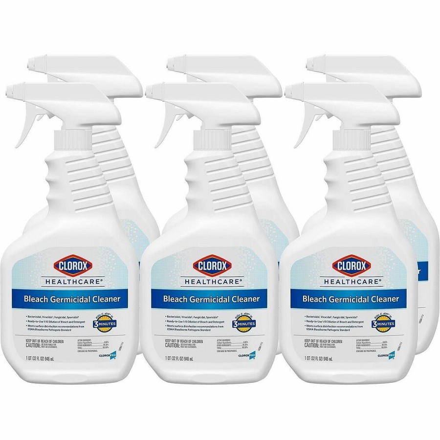 Clorox Healthcare Bleach Germicidal Cleaner Spray - For Multipurpose - Ready-To-Use - 32 fl oz (1 quart) - Recommended For: Germs Remover, Virus Remover - White, Clear Bottle - 6 / Carton 