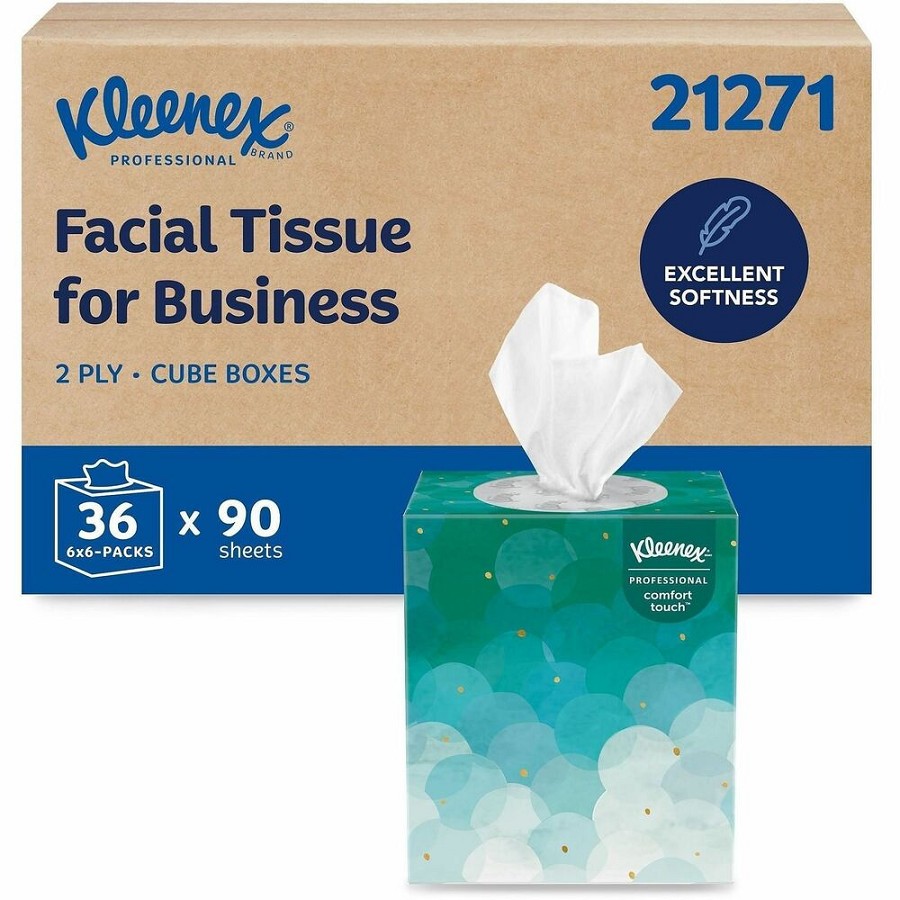 Kleenex Facial Tissue 90-Sheet Cube for Business - 2 Ply - White - PaperPack - 6 Boxes/Pack - 6 / Carton 