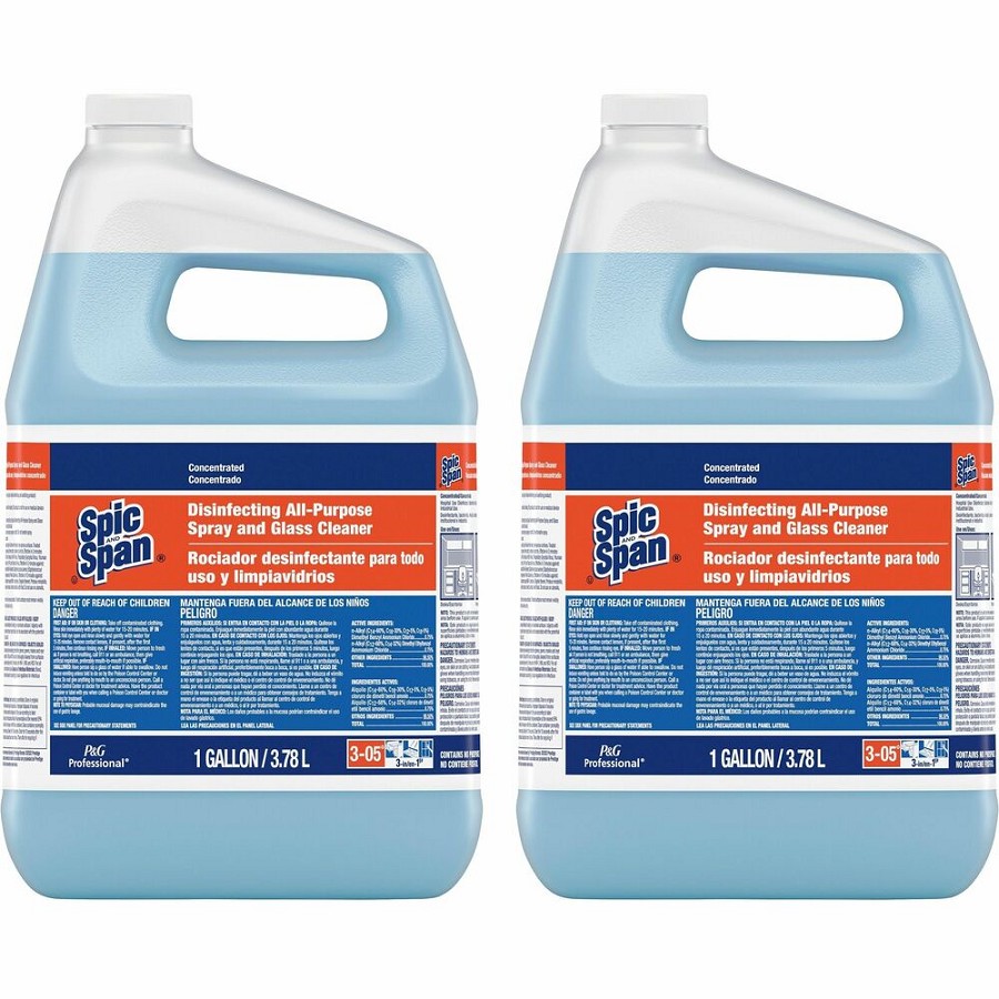 Spic and Span Disinfecting All-Purpose Spray and Glass Cleaner - For Multipurpose - Concentrate - 128 fl oz (4 quart) - Recommended For: Grease Remover, Germs Remover - Streak-free, Disinfectant - Clear Blue - 2 / Carton 