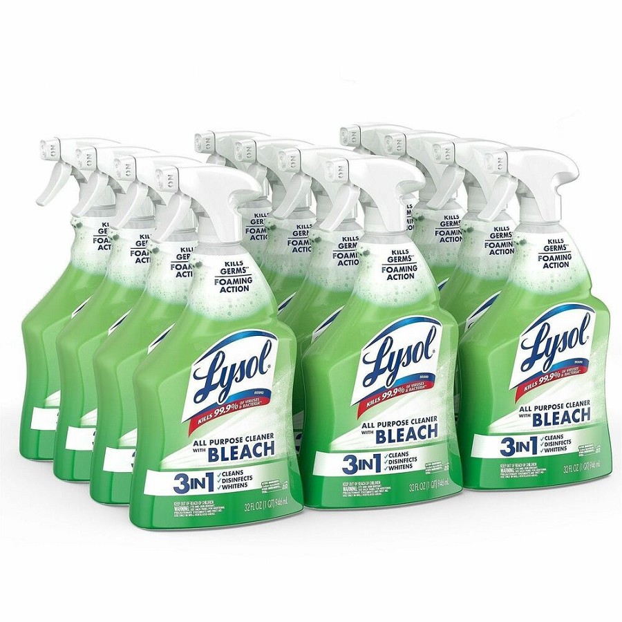 Lysol Multi-Purpose Cleaner with Bleach - For Multipurpose - 32 fl oz (1 quart) - Recommended For: Bacteria Remover, Mildew Remover, Stain Remover, Soap Scum Remover, Grease Remover, Soil Remover, Grime Remover - Disinfectant, Anti-bacterial, Kill Germs - 