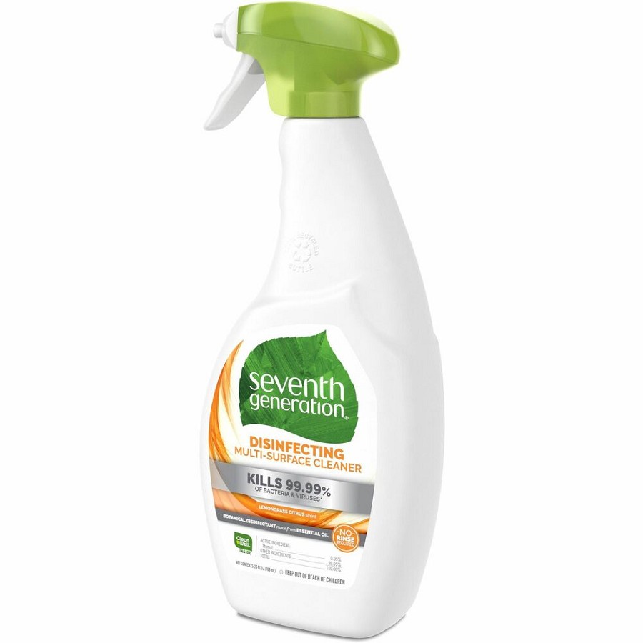 Seventh Generation Disinfecting Multi-Surface Cleaner - For Multi Surface, Multipurpose - 26 fl oz (0.8 quart) - Lemongrass Citrus Scent - Recommended For: Germs Remover, Virus Remover, Odor Remover, Food Remover - Disinfectant, Streak-free, Rinse-free - 