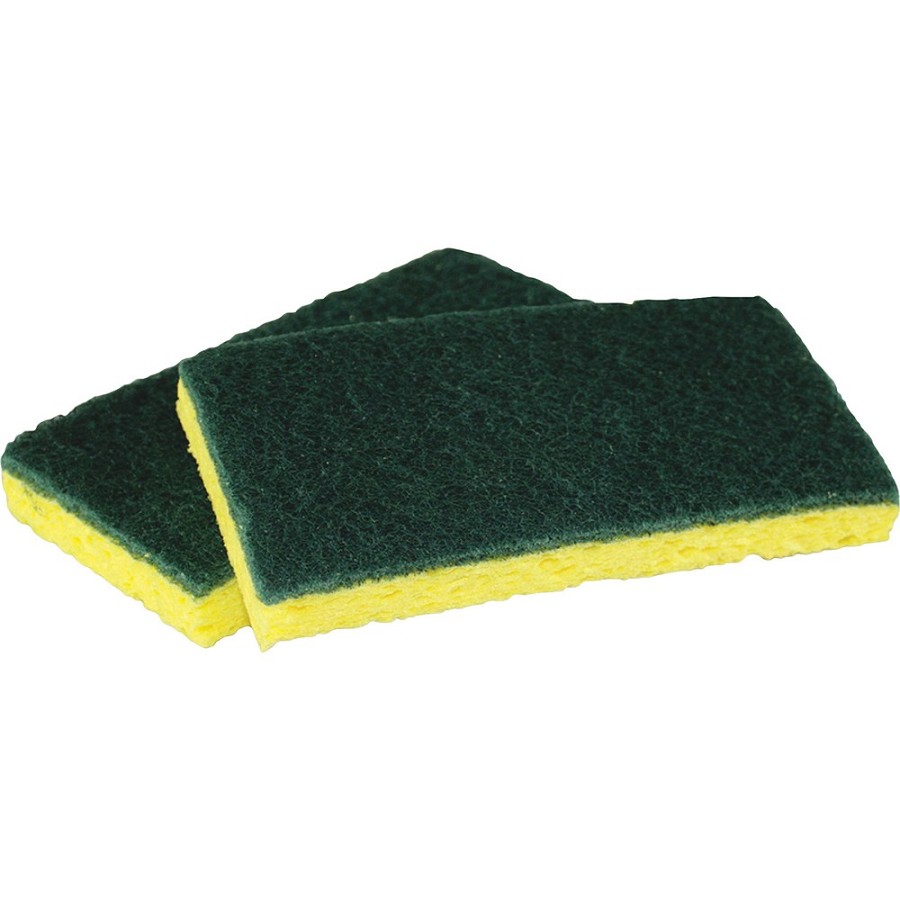 Impact Cellulose Scrubber Sponge - 0.9' Height x 3.2' Width x 6.3' Length - 5/Pack - 8 / Carton - Cellulose - Yellow, Green 
