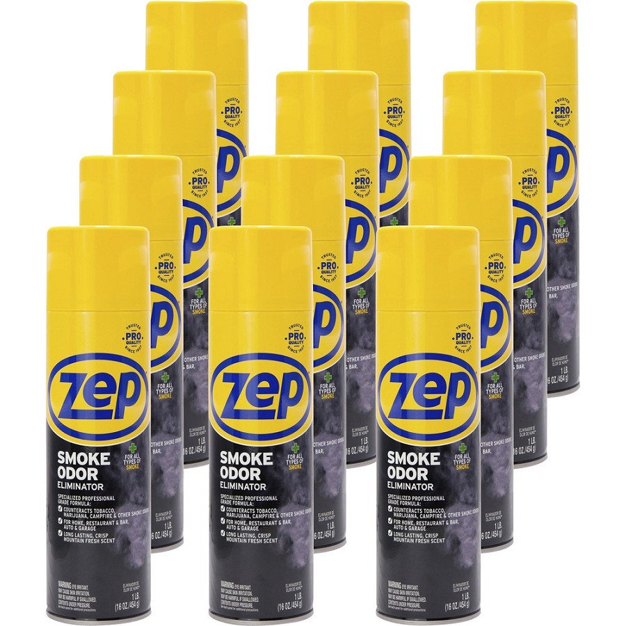 Zep Professional Strength Smoke Odor Eliminator - Aerosol - 16 oz - Crisp Mountain Fresh - Odor Neutralizer - 12 / Carton 