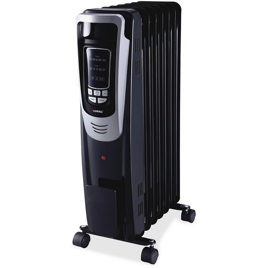 Lorell LED Display Mobile Radiator Heater - Electric - 600 W to 1500 W - 3 x Heat Settings - 150 Sq. ft. Coverage Area - 1500 W - Black - 1 / Each 