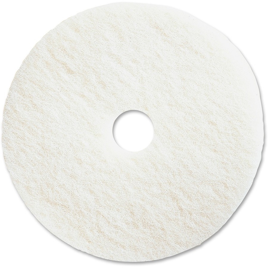 Genuine Joe Polishing Floor Pad - 13' Diameter x 1' Thickness - Floor, Polishing - 350 rpm Maximum Speed Supported - Resilient, Flexible, Non-abrasive, Dirt Remover, Rotate - Resin, Fiber - White - 5 / Carton 