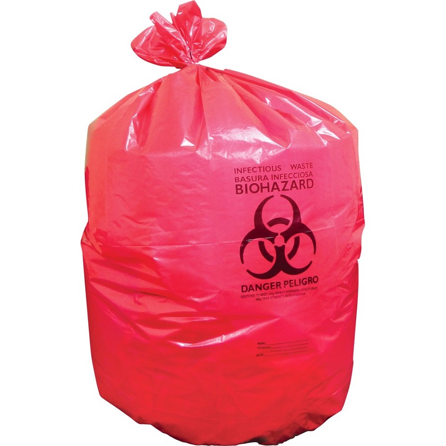 Heritage 1.3 mil Red Biohazard Can Liners - 37' Length x 50' Width x 1.30 mil (33 Micron) Thickness - Low Density - Red - Linear Low-Density Polyethylene (LLDPE) - Can - 1 Carton 