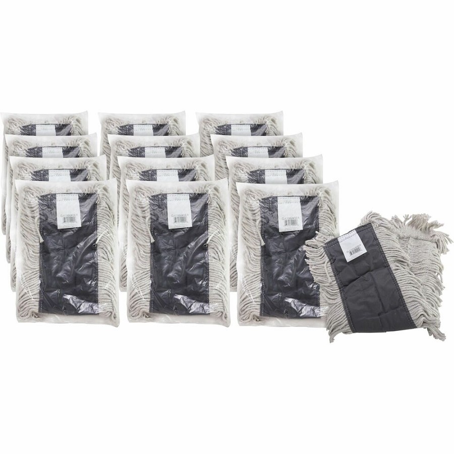 Genuine Joe Disposable Dust Mop Refill - 5' Width x 24' Length - Disposable, Fray Resistant, Quick Drying, Absorbent, Durable, 4-ply Yarn, Cut Ends - Cotton - Natural - 12 / Carton 