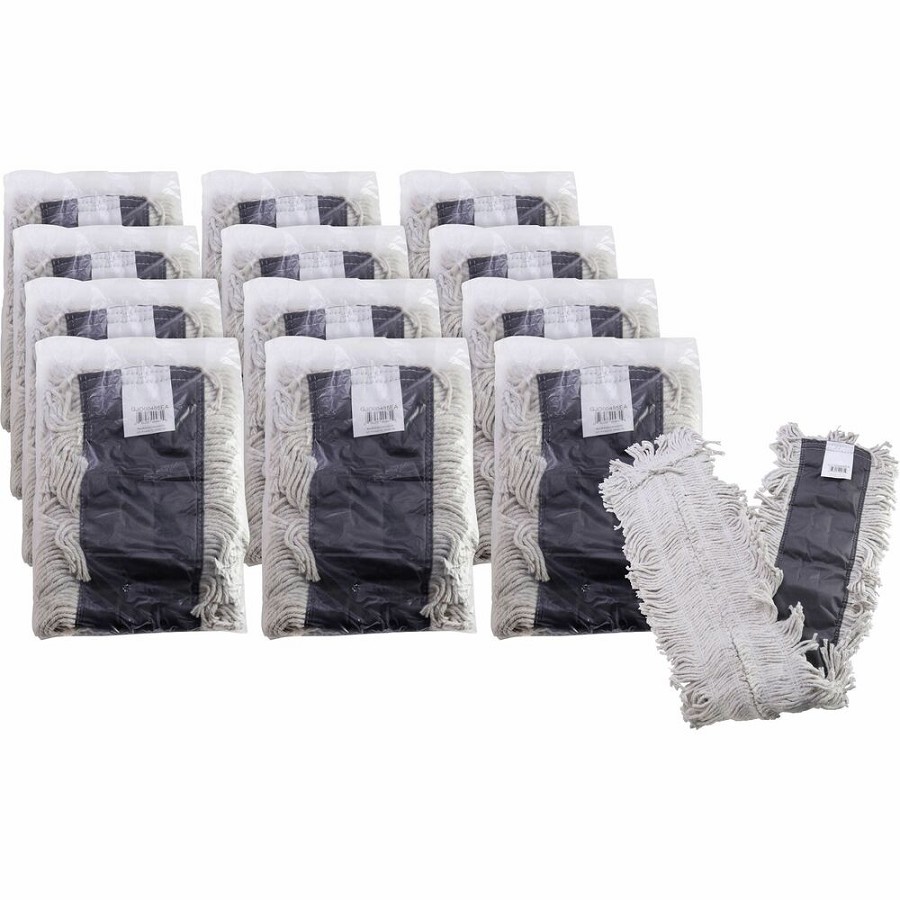 Genuine Joe Disposable Dust Mop Refill - 5' Width x 48' Length - Disposable, Looped Ends, Fray Resistant, 4-ply, Quick Drying, Durable, Absorbent, 4-ply Yarn - Cotton, Synthetic - Natural - 12 / Carton 