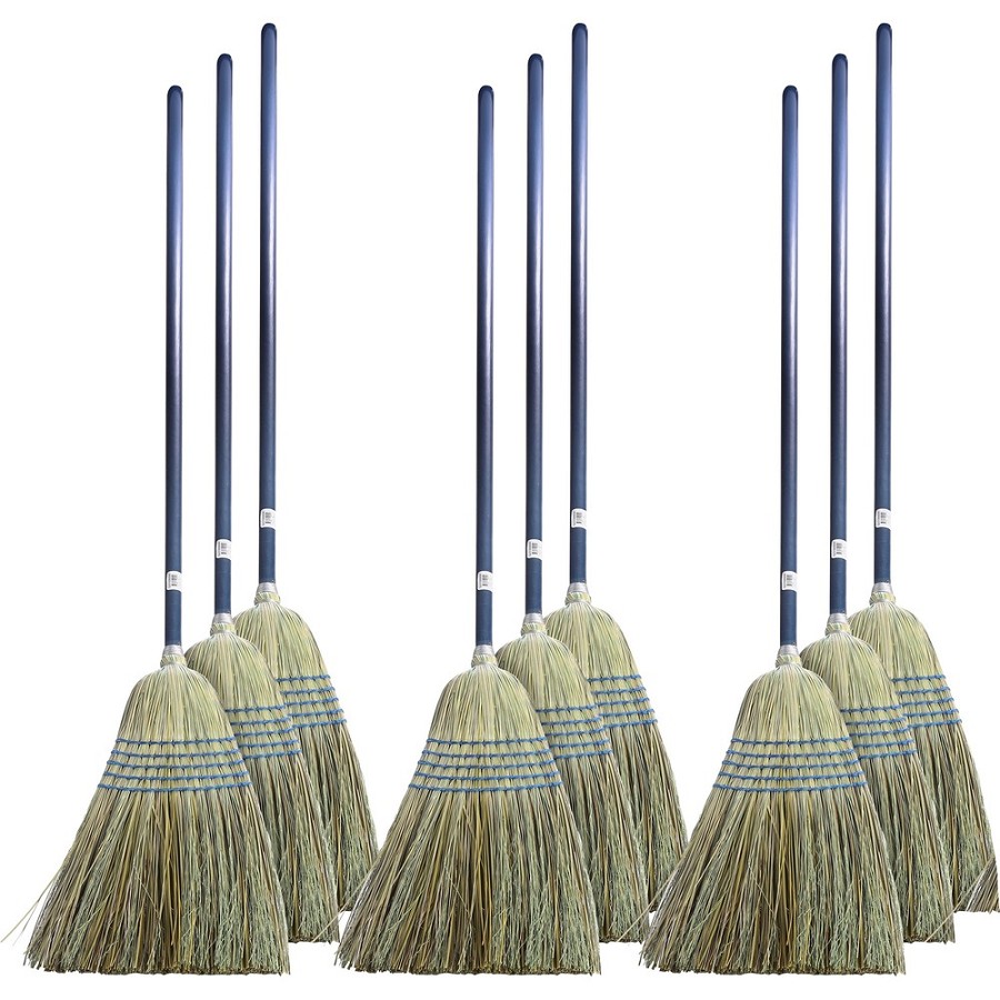 Genuine Joe Light Duty Broom - Corn Fiber Bristle - Lacquered Wood Handle - Natural - 12 / Carton 