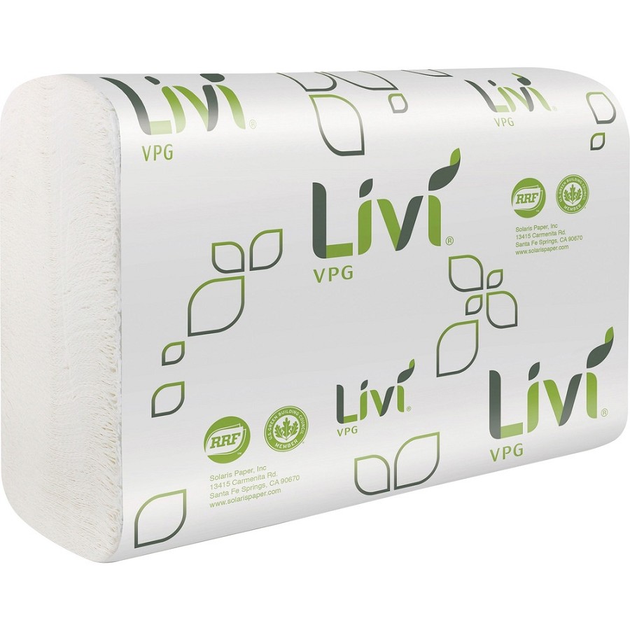Livi VPG MultiFold Towel - 1 Ply - Multifold - 9.06' Width x 9.45' Length - White - Virgin Fiber, Paper - 250/Pack - 16 / Carton 