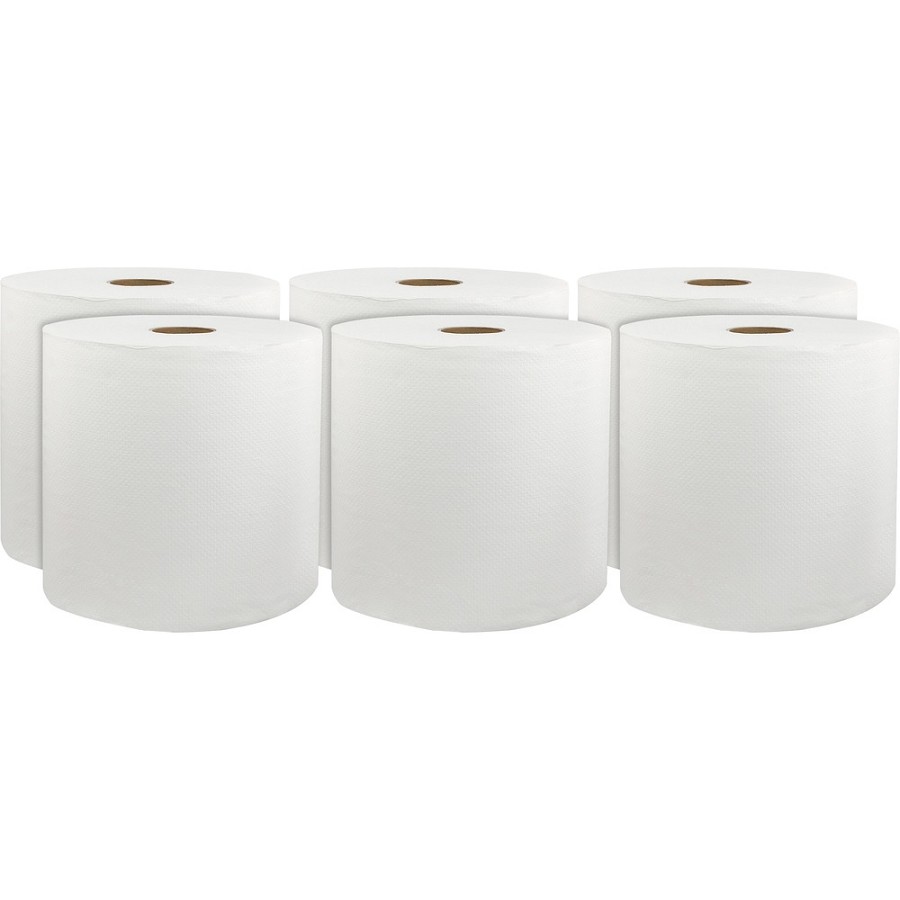 Livi Solaris Paper Hardwound Paper Towels - 1 Ply - 8' Width x 800 ft Length - White - Virgin Fiber - 6 / Carton 