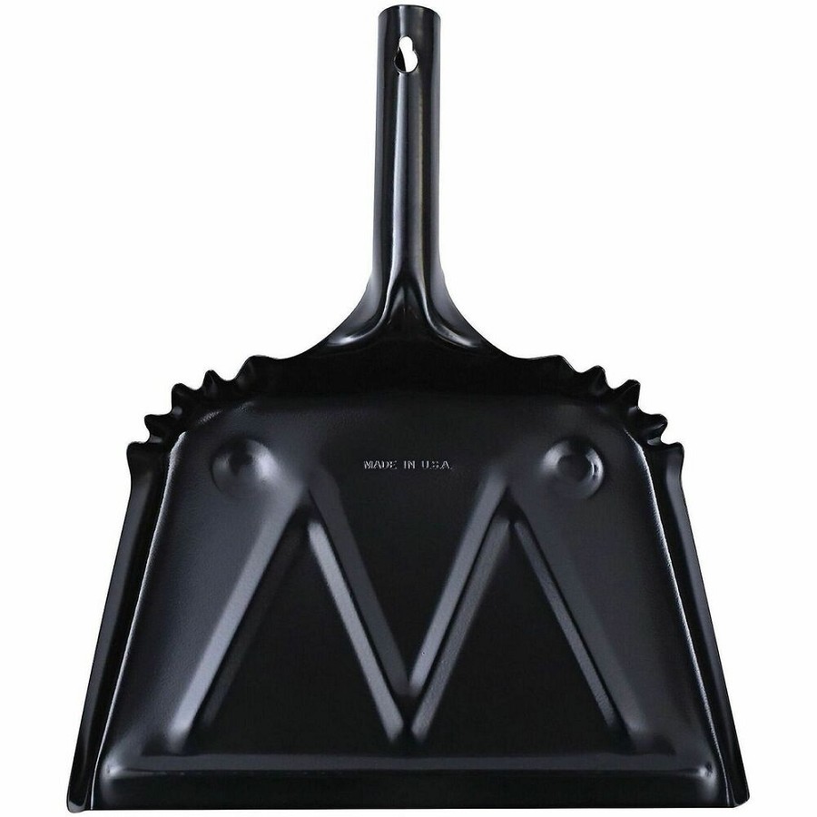 Genuine Joe Heavy-duty Metal Dustpan - 12' Wide - Steel - Black - 12 / Carton 