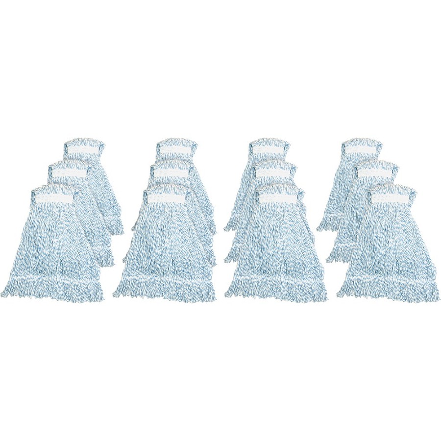 Genuine Joe Blue Stripes Hygrade Rayon Mophead - Medium - Rayon - 12 / Carton 