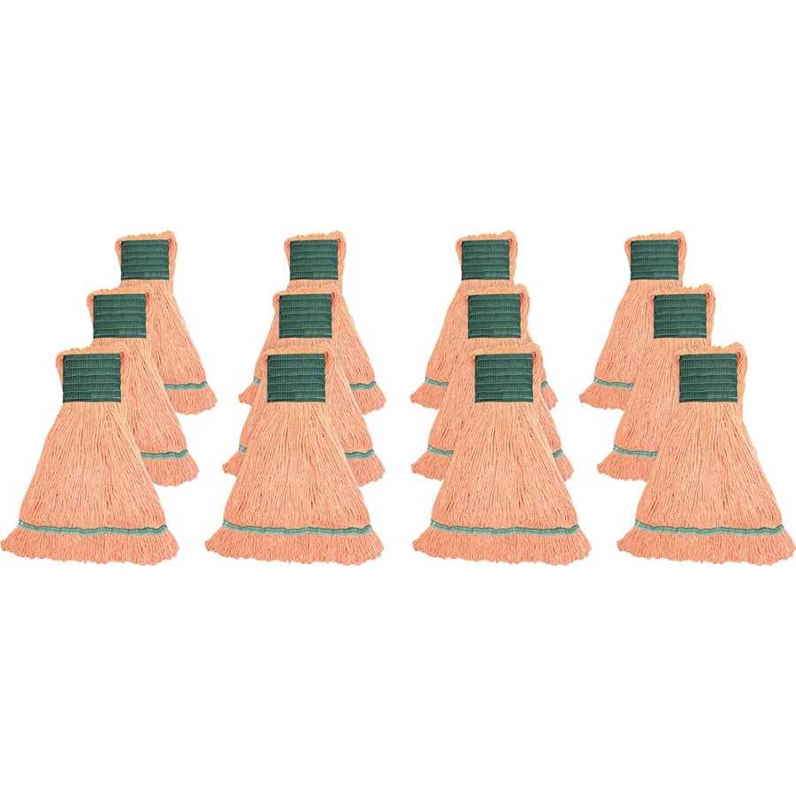 Genuine Joe Synthetic Blend Medium Mophead - Rayon, Cotton - Orange - 12 / Carton 