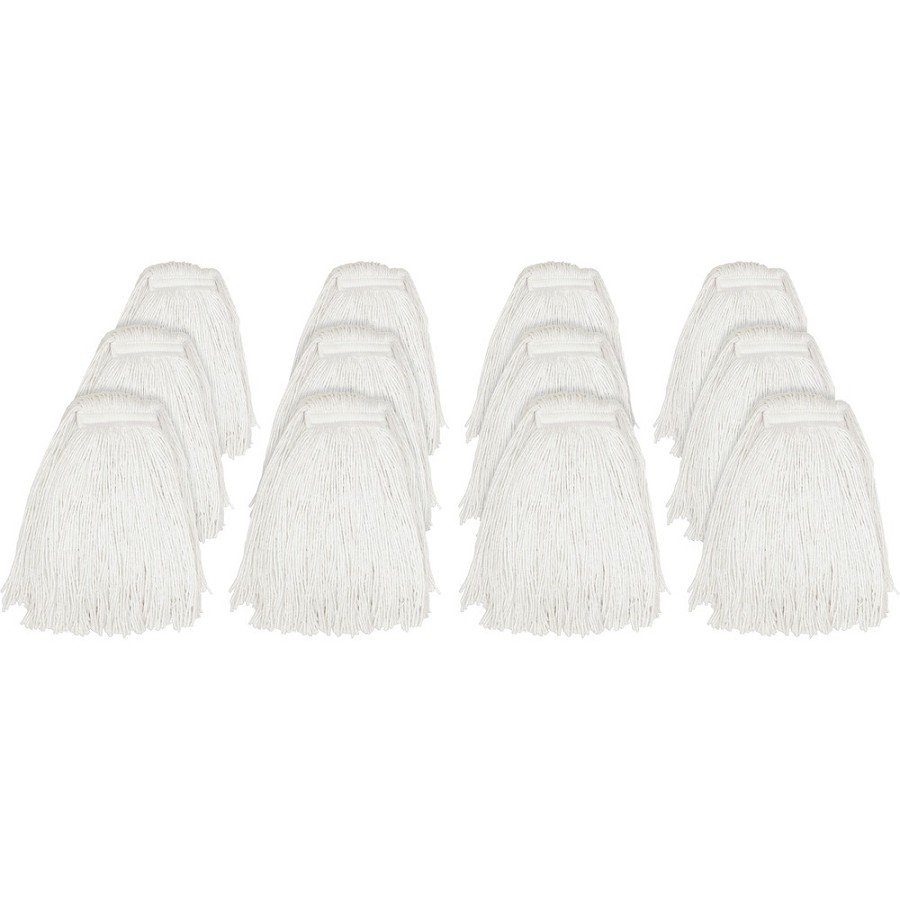 Genuine Joe Cut End Mophead - #24 - 4-ply, Cut Ends, Narrow Headband, Absorbent, Mildew Resistant - Rayon - Natural - 1.25 lb - 12 / Carton 