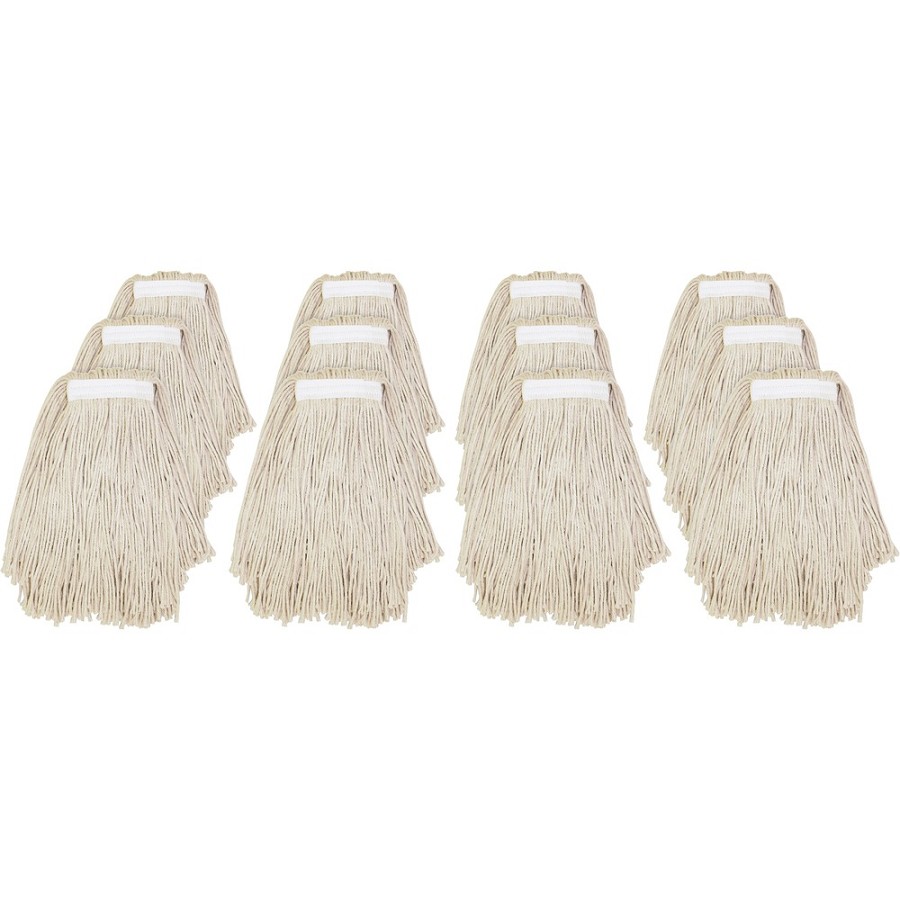 Genuine Joe Narrow Band Mophead - Cotton - Natural - 12 / Carton 