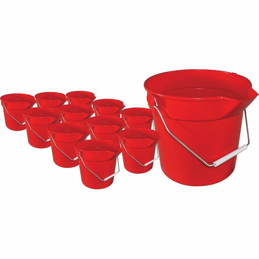 Impact 10-quart Deluxe Bucket - 2.50 gal - Rugged, Handle, Spill Resistant, Embossed, Acid Resistant, Alkali Resistant, Chemical Resistant, Heavy Duty, Rugged - 10.2' x 11.1' - Polypropylene - Red - 12 / Carton 