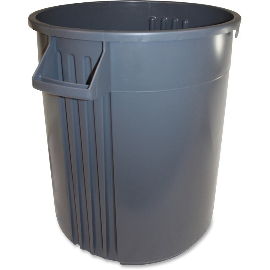 Gator Plus 32-gallon Vented Container - 32 gal Capacity - Round - Crush Resistant, Handle, Vented - 28.5' Height x 25.6' Width - Plastic, Polyethylene - Gray - 6 / Carton 