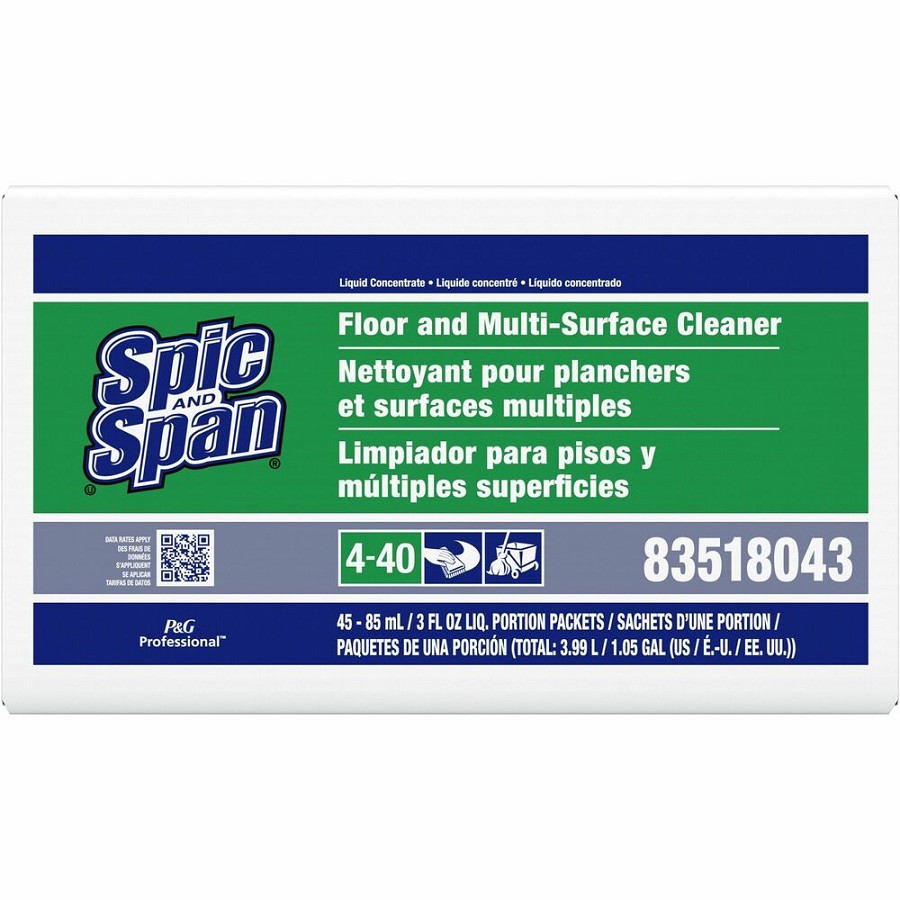Spic and Span 02011 Floor Cleaner - Concentrate - 3 fl oz (0.1 quart) - Non-corrosive, Slip Resistant - Green, Translucent - 45 / Carton 