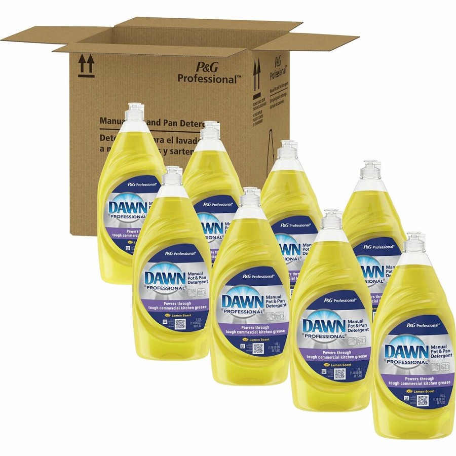 Dawn Manual Pot/Pan Detergent - Concentrate - 38 fl oz (1.2 quart) - Lemon Scent - Yellow - 8 / Carton 